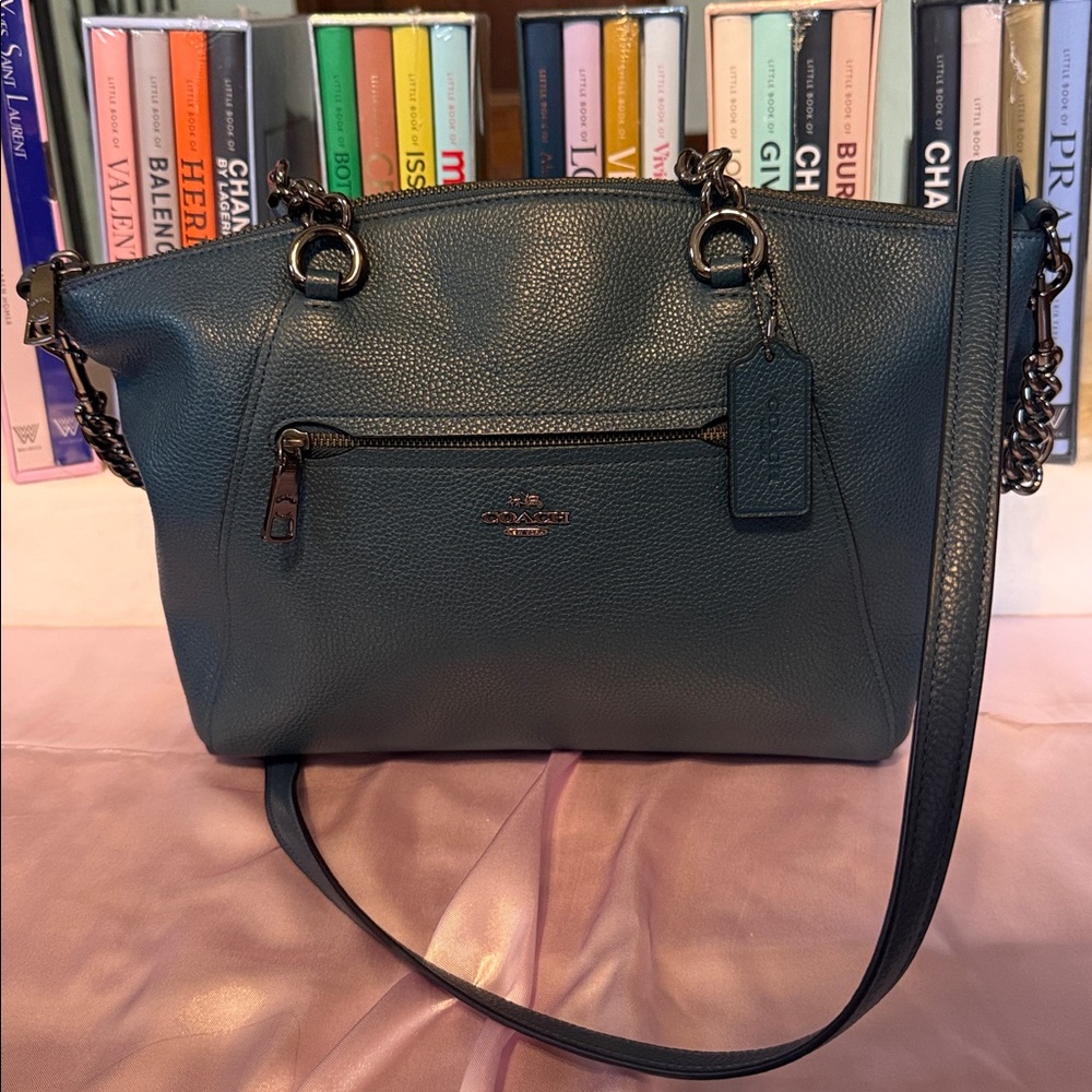 Coach Prairie Satchel in Peacock (blue/green) Colored Pebbled Leather